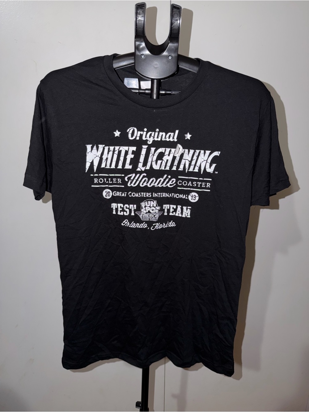 Elan Black T-Shirt with White 'Original White Lightning' Graphic